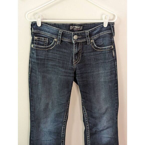 Silver Jeans Suki Surplus Mid Rise Dark Wash Bootcut Jeans - Size W28 / L30 - Picture 2 of 11